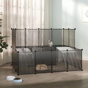 340569 vidaXL Gaiola para animais pequenos 143x107x93 cm PP e aço preto