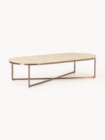 Mesa de centro oval com tampo de vidro com aspeto de mármore Antigua