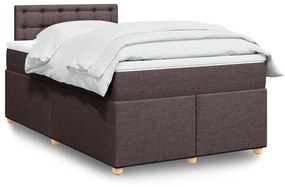 Cama boxspring com colchão 120x190 cm tecido castanho-escuro