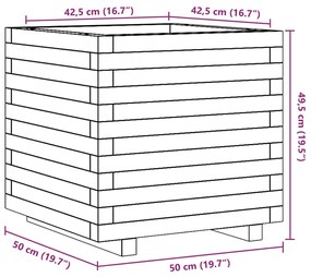 Vaso/floreira de jardim 50x50x49,5 cm pinho maciço branco