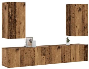 armários de TV montados na parede 4 pcs madeira velha