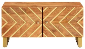 Mesa de centro 80x50x40 cm mangueira maciça castanho e preto