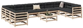 vidaXL 11 pcs conjunto sofás de jardim madeira de pinho maciça