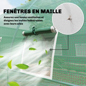 Estufa tipo túnel para jardim 295 x 400 x 200 cm, de 12 m², estufa tipo túnel para jardim com porta e 8 janelas, lona de PE de 140 g/m² verde