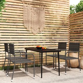 vidaXL 5 pcs conjunto de jantar para jardim cinzento