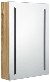Armário espelhado p/ casa de banho LED 50x13x70 cm carvalho