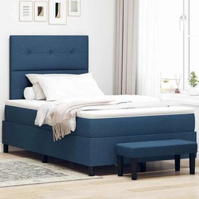 vidaXL Cama Box com Colchão e Banco Azul 120x200 cm Tecido