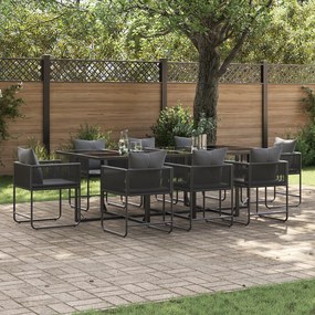 Conjunto de Jantar de Jardim com 12 Peças e Almofadas em Aço e Rattan Sintético