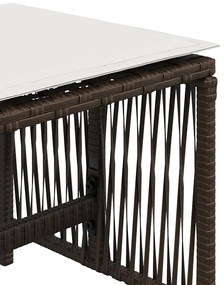 Bancos jardim com almofadões 4 pcs 41x41x36 cm vime PE castanho