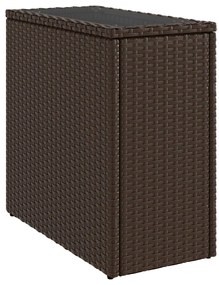 Mesa de apoio jardim tampo vidro 58x27,5x55 cm vime PE castanho