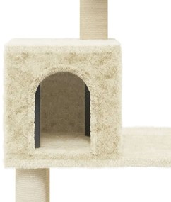 Árvore para gatos c/ postes arranhadores sisal 147 cm cor creme