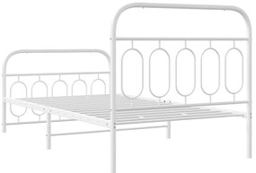 Estrutura de cama com cabeceira e pés 107x203 cm metal branco