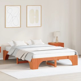 Estrutura de Cama Castanho encerado Madeira 160 x 200 cm Durável