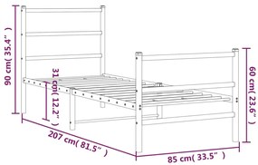 Estrutura de cama com cabeceira e pés 80x200 cm metal branco