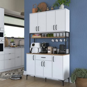 Armário Alto de Cozinha "Stella" - 120 x 198,6 x 40 cm - Nogueira e Br