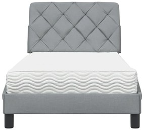Cama com colchão 90x190 cm tecido cinzento-claro