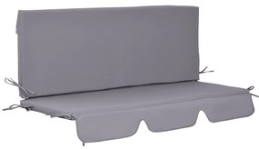 Almofada para Baloiço de 2 Peças Almofada para Baloiço de Assento e Encosto Acolchoado 130x45x5 cm Cinza
