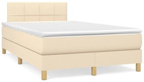 vidaXL Cama boxspring com colchão 120x190 cm tecido cor creme