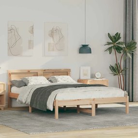 vidaXL Estrutura da Cama com luzes de tira LED com cabeceira Castanho 120 x 200 cm