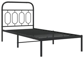 Estrutura de cama com cabeceira 90x200 cm metal preto