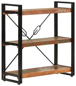 Estante c/ 3 prateleiras 77x30x80cm madeira recup. maciça/ferro