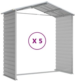 Abrigo de jardim 191x470x198 cm aço galvanizado cinzento-claro