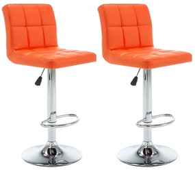 Bancos de bar 2 pcs couro artificial laranja