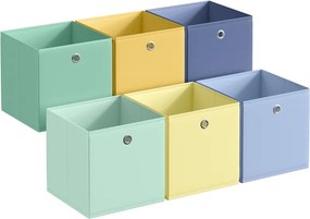 Conjunto de 6 caixas de arrumação 33 x 33 x 33 cm (ESTANTE NÃO INCLUIDA) coloridas