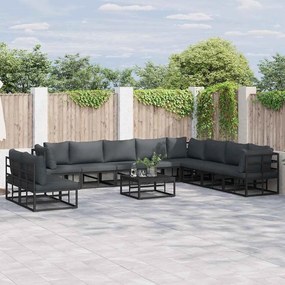 vidaXL Conjunto de Sofá de Jardim 11 pcs Preto 70 x 70 x 32 cm