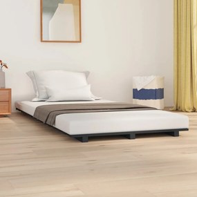 Estrutura de cama 75x190 cm madeira de pinho maciça cinzento