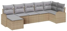 Conjunto de Sofá de Jardim 7 pcs Bege e Cinza Claro