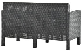 4 pcs conjunto lounge jardim com almofadões vime PP antracite