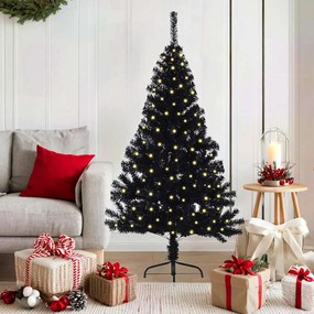 vidaXL Árvore de Natal Artificial Pré-iluminada Preto 150 cm PVC