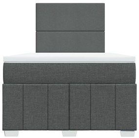 Cama boxspring com colchão 120x190 cm tecido cinzento-escuro