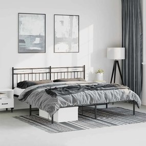 vidaXL Estrutura de cama com cabeceira 193x203 cm metal preto