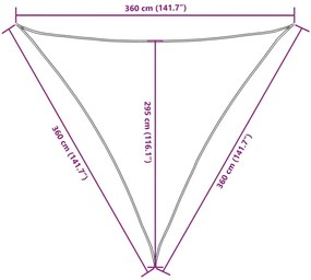 Guarda-sol tecido Oxford triangular 3,6x3,6x3,6 m bege