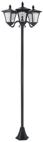 Candeeiro Solar de Jardim com 3 Luzes LED Impermeável IP44 Sensor de Noite Candeeiro de Exterior para Terraço Pátio Aço Inoxidável 51,5x47x182,5cm Pre