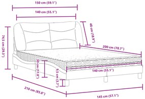 Cama com colchão 140x200 cm couro artificial castanho