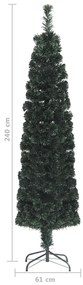 Árvore de Natal artificial fina c/ suporte 240 cm fibra ótica