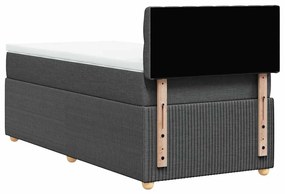 Cama com molas/colchão 90x190 cm tecido cinza-escuro