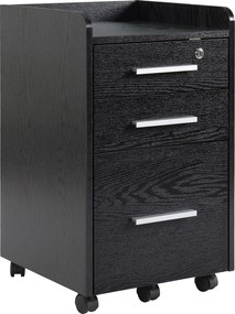 HOMCOM Arquivador de Escritório com Rodas 3 Gavetas 1 com Fechadura Móvel para Arquivos 39,2x40x65,4cm Preto | Aosom Portugal