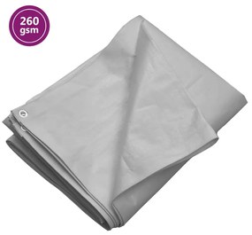 151504 vidaXL Lona 260 g/m² 4x6 m PEAD cinzento