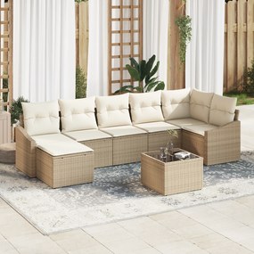 vidaXL Conjunto de Sofá de 8 Peças com Almofadas Brown Vime Polido