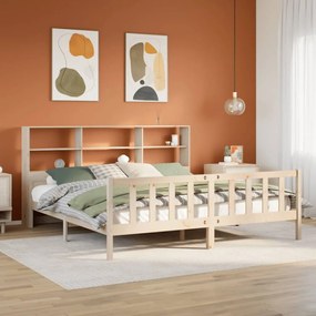 vidaXL Cama com estante sem colchão 180x200 cm pinho maciço