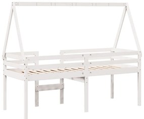 Cama alta com telhado 80x200 cm pinho maciço branco