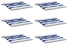 Almofadões p/ cadeira 2pcs 50x50x4 cm tecido riscas azul/branco