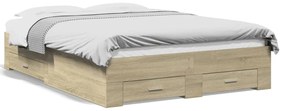 vidaXL Estrutura de cama c/ gavetas derivados madeira carvalho sonoma