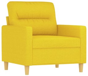 3 pcs conjunto de sofás com almofadões tecido amarelo-claro