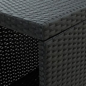 3 pcs conjunto de bar para jardim c/ almofadões vime PE preto