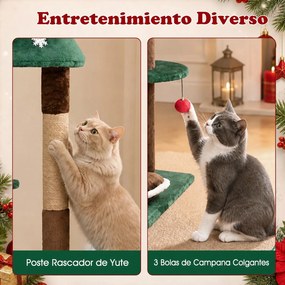 Árvore de Natal para Gatos, 77 x 62 x 137 cm, Sistema Anti-Tombamento, Verde